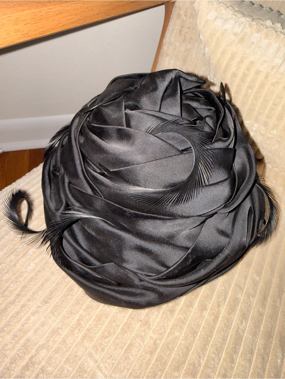 Classic Pillbox Hats - Taupe, black, feathers - Picture 2 of 13